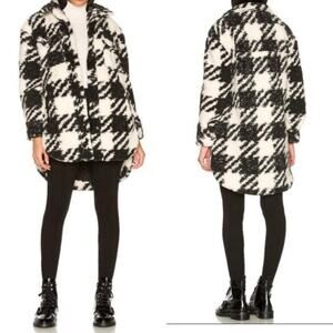 Beach Riot Ingrid Jacket Plaid Sherpa Teddy Button Up Small S Fuzzy Cozy Shacket